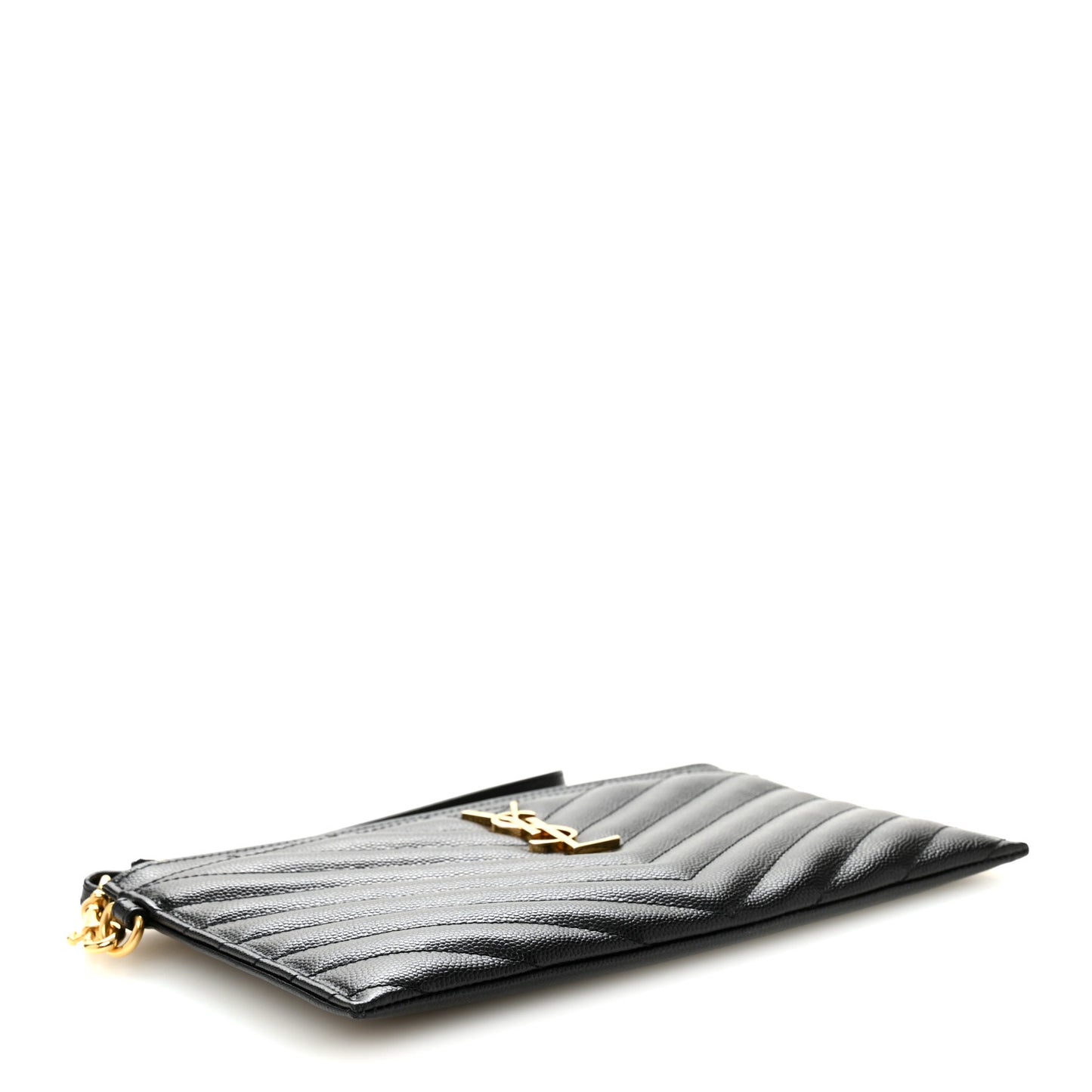 Grain De Poudre Chevron Monogram Large Bill Pouch Black