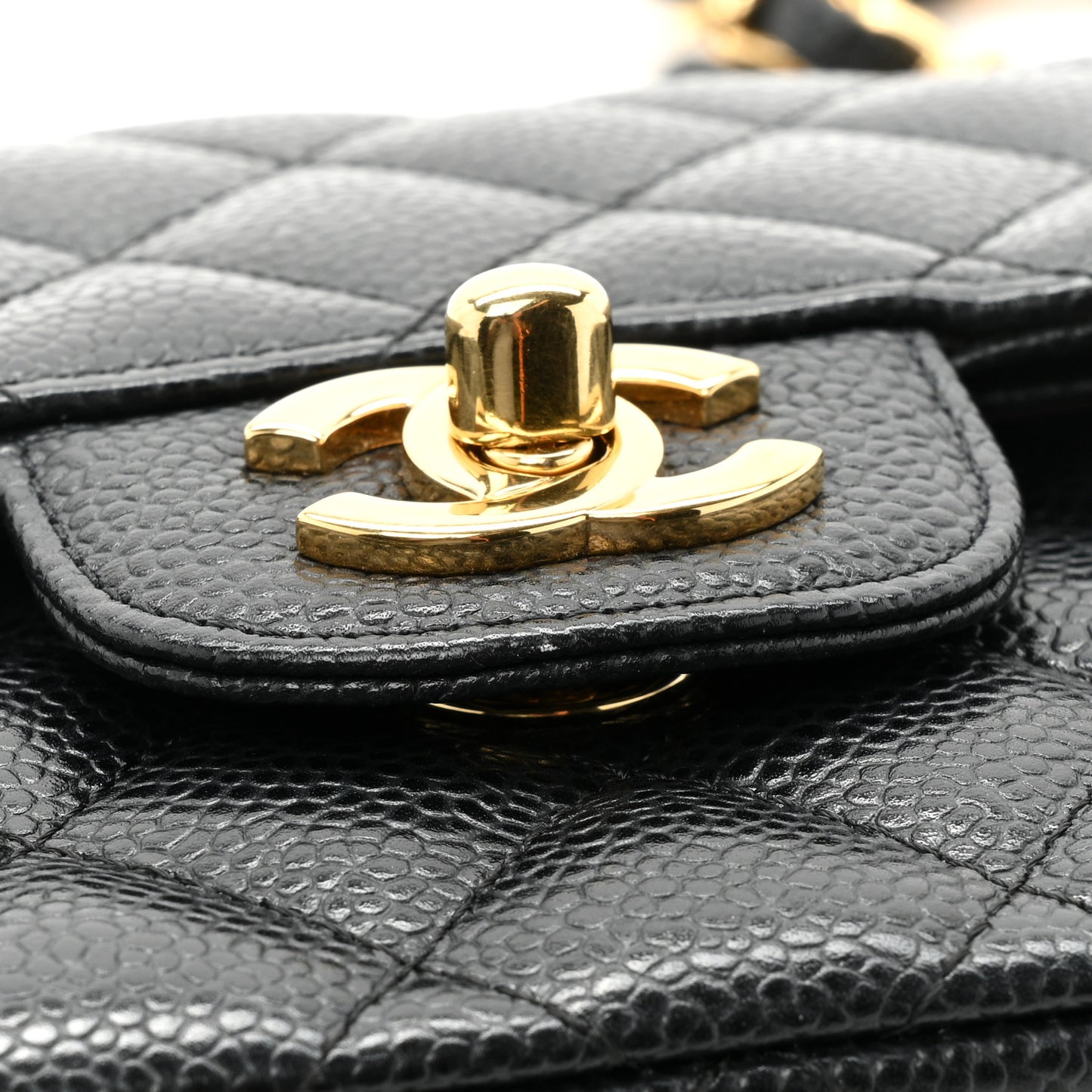 Caviar Quilted Small Double Flap Black