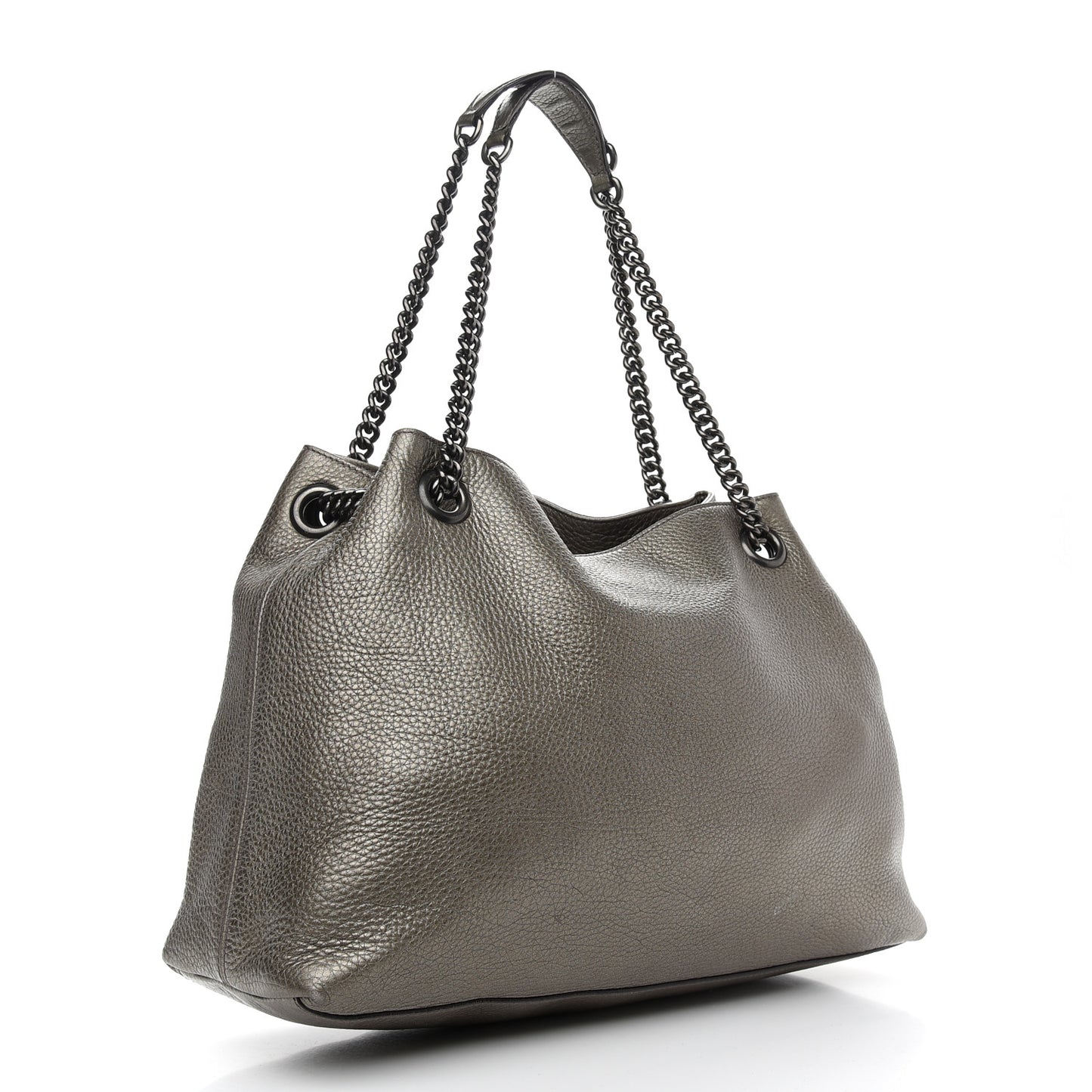 Metallic Pebbled Calfskin Medium Soho Chain Shoulder Bag Sasso