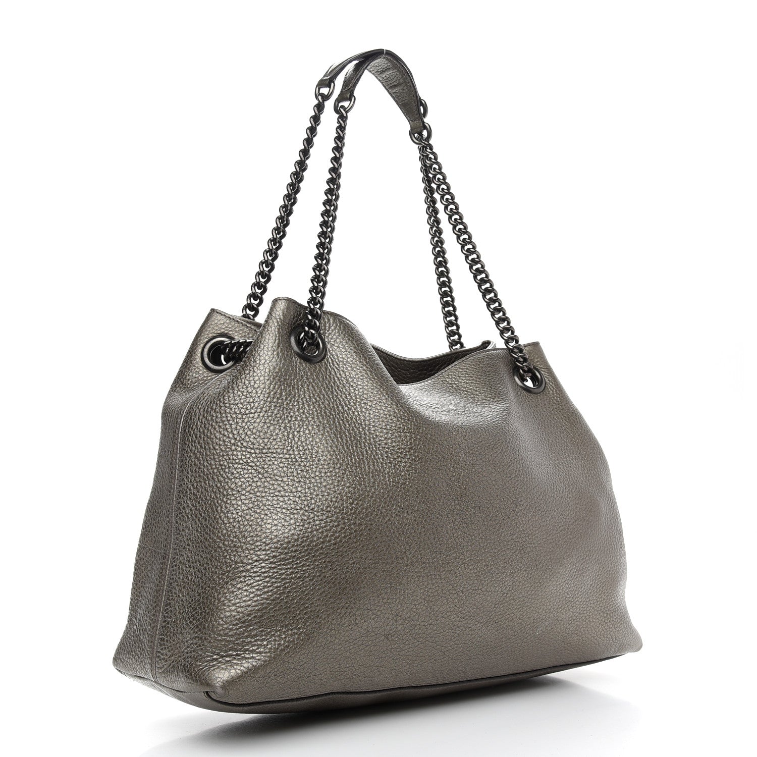 Gucci Metallic Pebbled Calfskin Medium Soho Chain Shoulder Bag Sasso 2 of 15