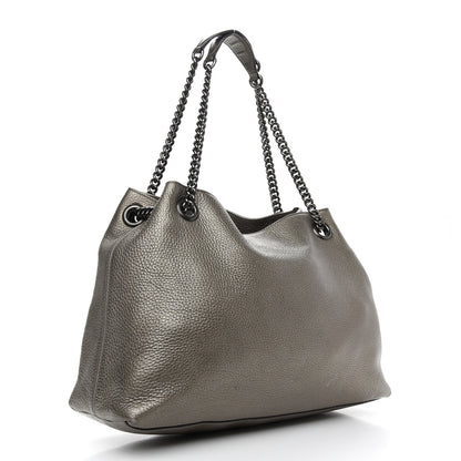 Gucci Metallic Pebbled Calfskin Medium Soho Chain Shoulder Bag Sasso 2 of 15