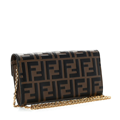 Fendi Vitello Soft F is Fendi Bi-Color FF 1974 Embossed Continental Envelope Wallet On Chain Maya Black 2 of 4