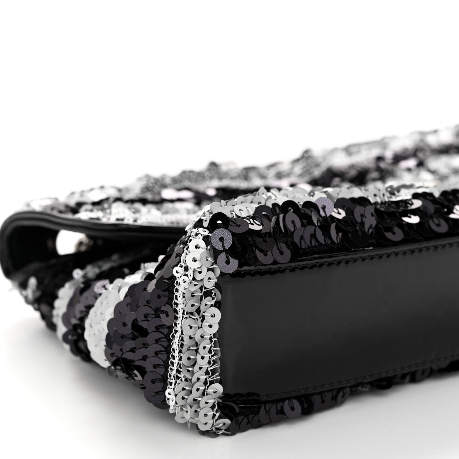 Chanel Sequin Striped Medium Reissue Flap Black Silver 8 of 10