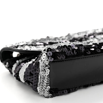 Chanel Sequin Striped Medium Reissue Flap Black Silver 8 of 10