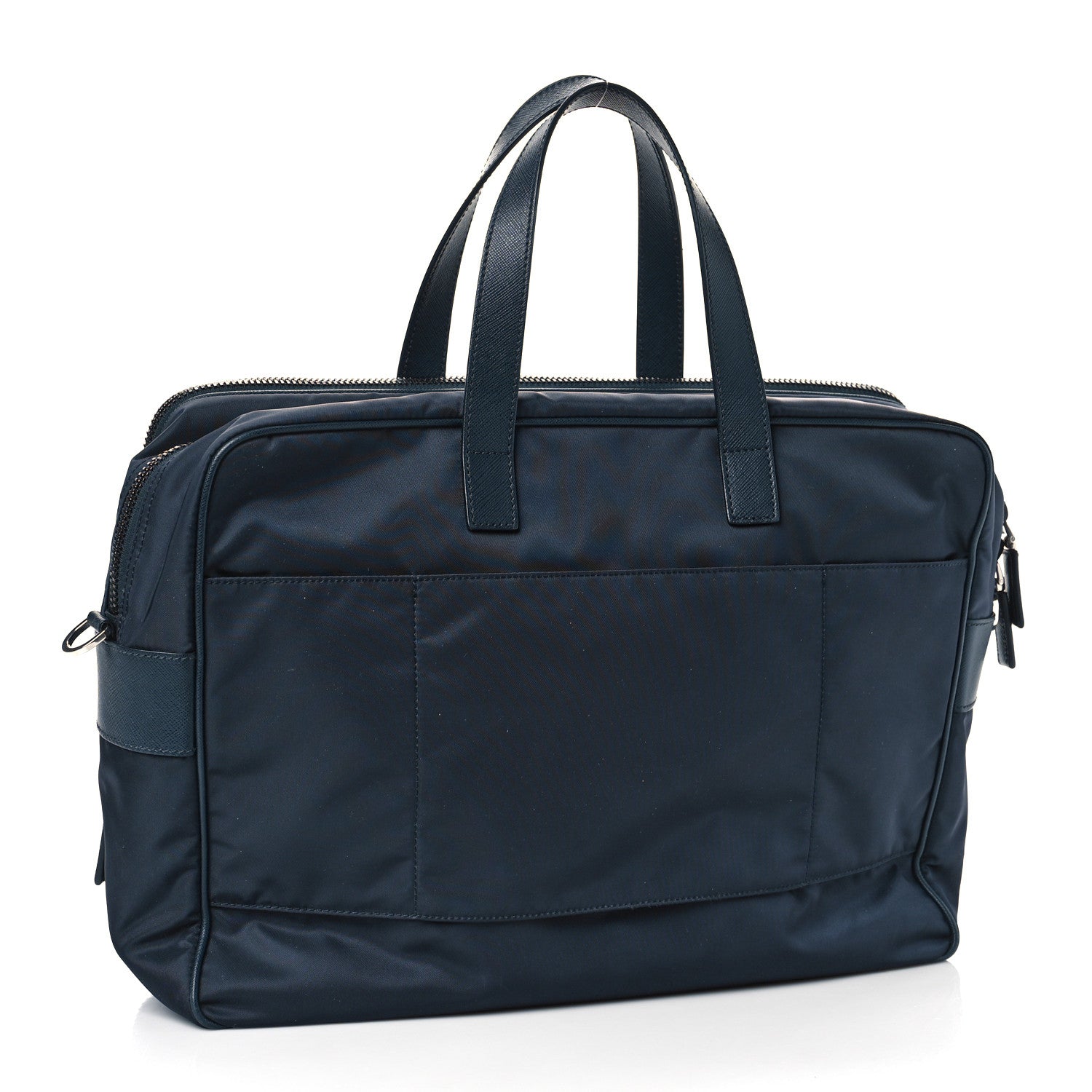 Prada Tessuto Nylon Saffiano Briefcase Blue 3 of 8