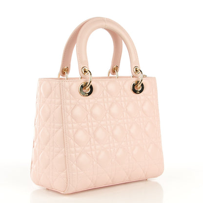 Christian Dior Lambskin Cannage Medium Lady Dior Rose Poudre 2 of 17