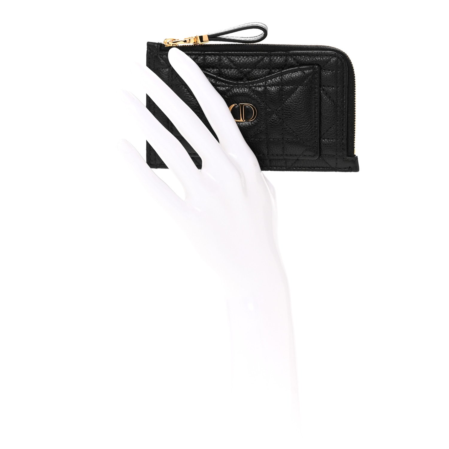 Christian Dior Supple Calfskin Cannage Caro Cosmos Zipped Card Holder Black 2 of 11
