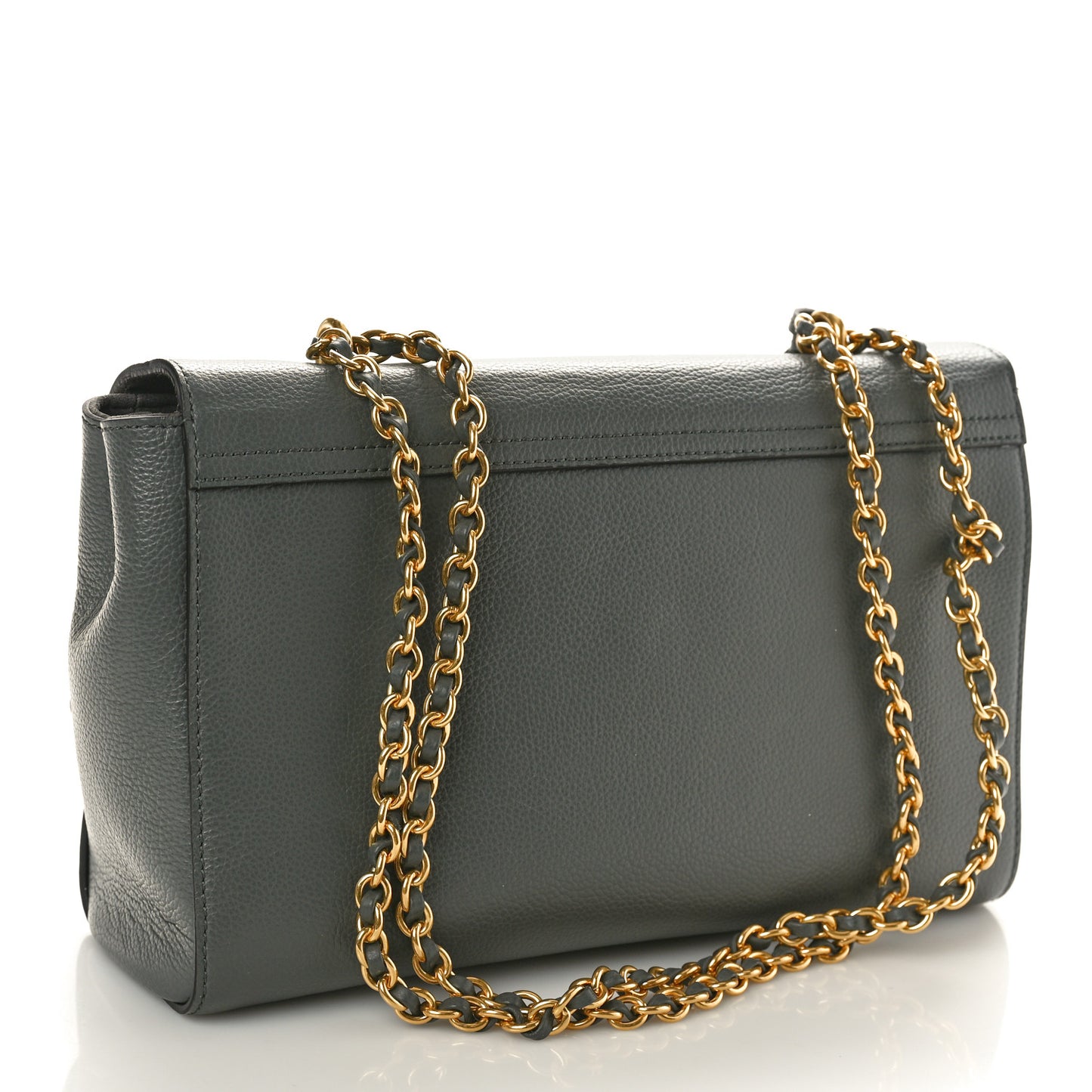 Small Classic Grain Calfskin Medium Lily Charcoal