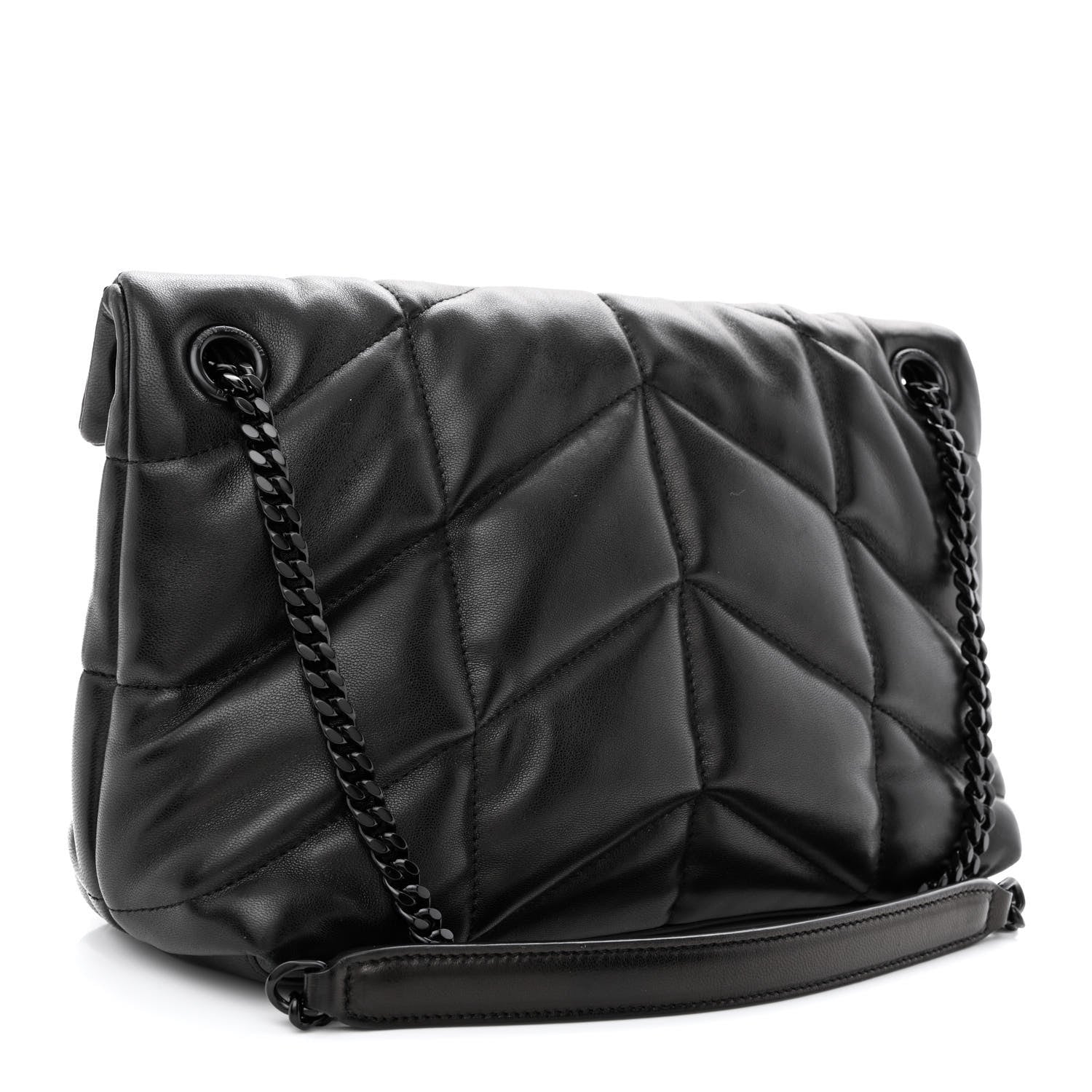 Saint Laurent Lambskin Quilted Monogram Monochrome Small Loulou Puffer Chain Satchel Black 2 of 10