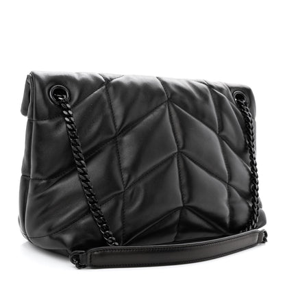 Saint Laurent Lambskin Quilted Monogram Monochrome Small Loulou Puffer Chain Satchel Black 2 of 10