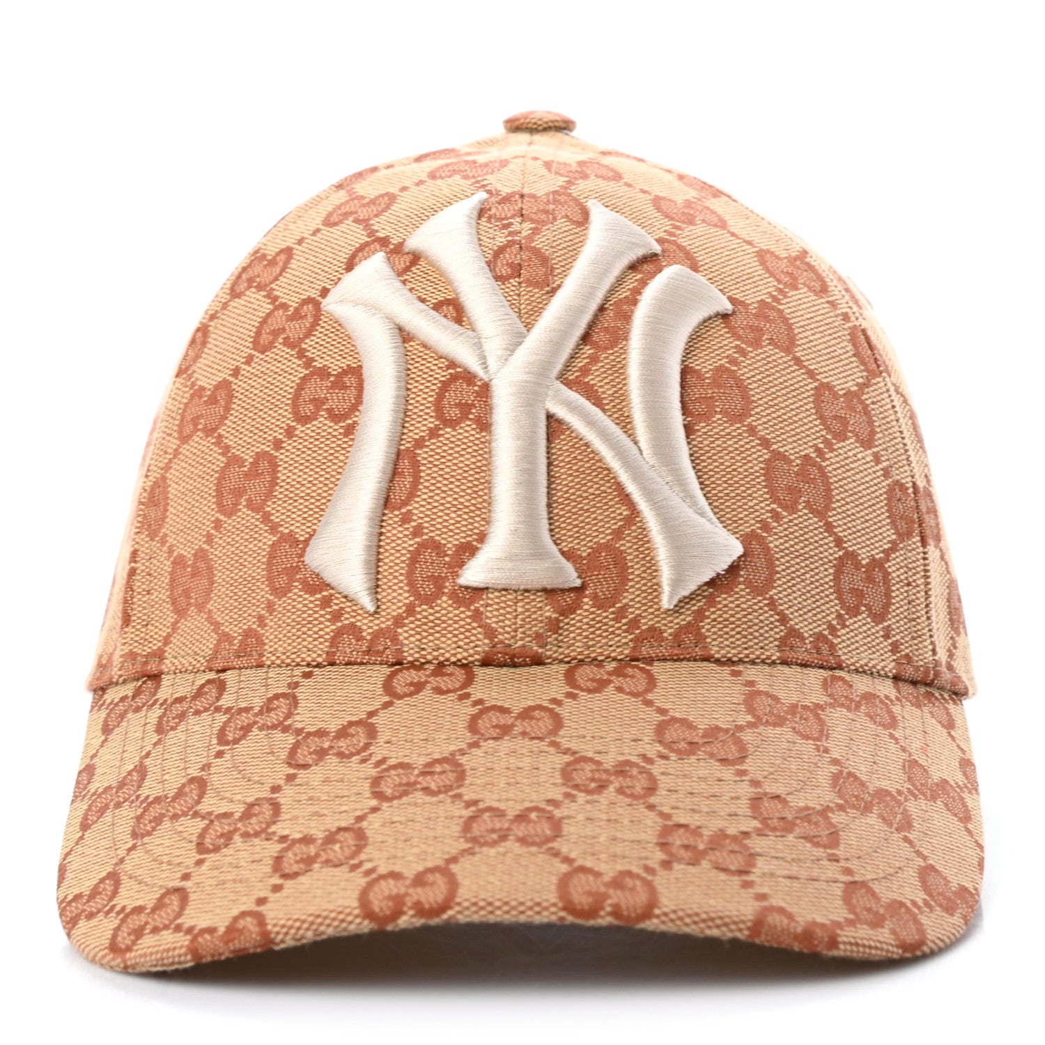 Gucci X MLB Monogram NY Yankees Baseball Hat 57-61 Beige Ruggine 3 of 10