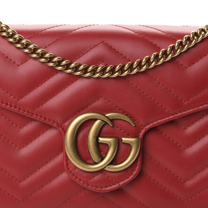 Gucci Calfskin Matelasse GG Marmont Chain Wallet Hibiscus Red 10 of 10