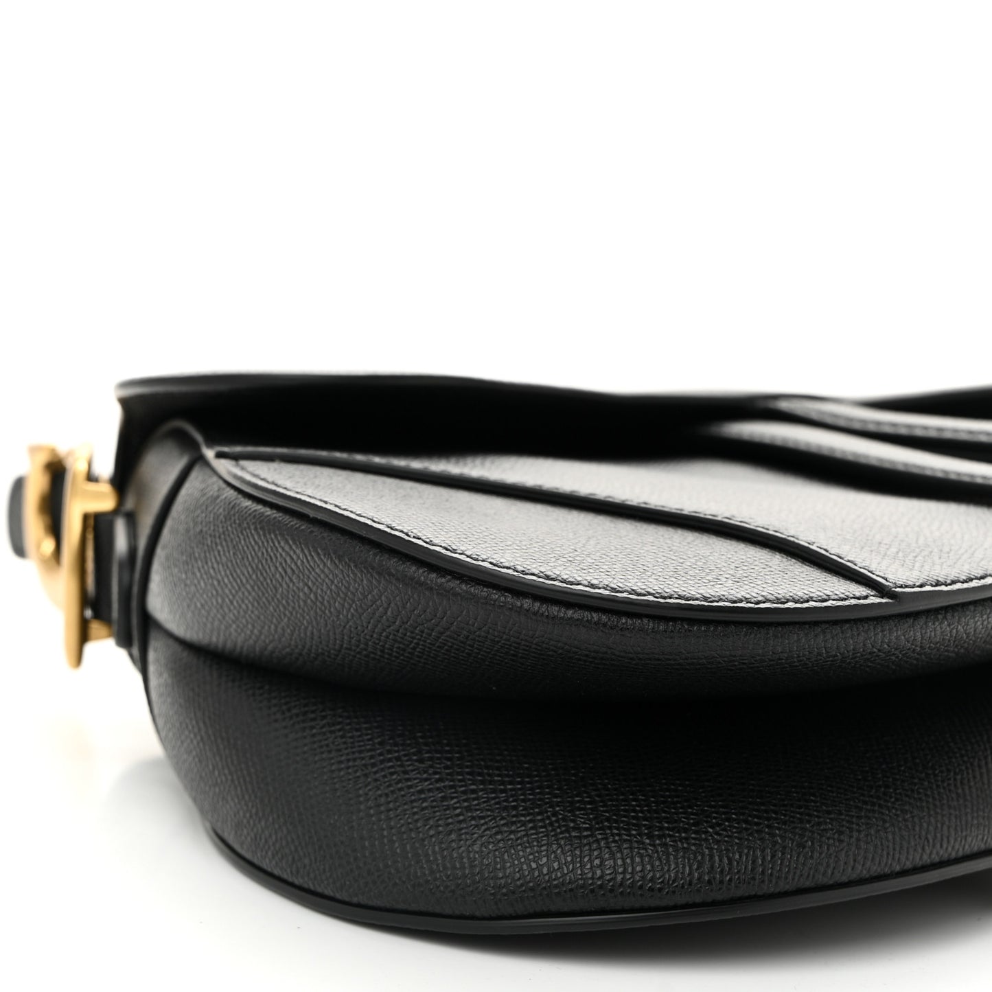 Grained Calfskin Saddle Bag Black