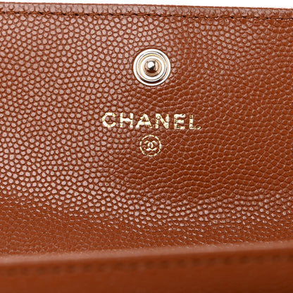 Chanel Shiny Caviar Quilted Strass CC Flap Card Holder Brown 5 of 8