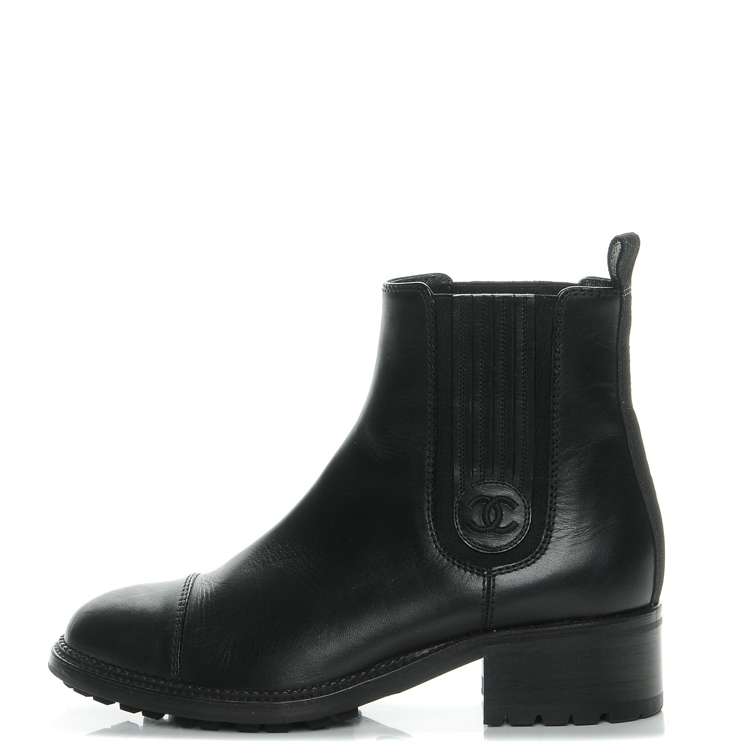 Chanel Calfskin Elastic Ankle Boots 37 Black 1 of 8