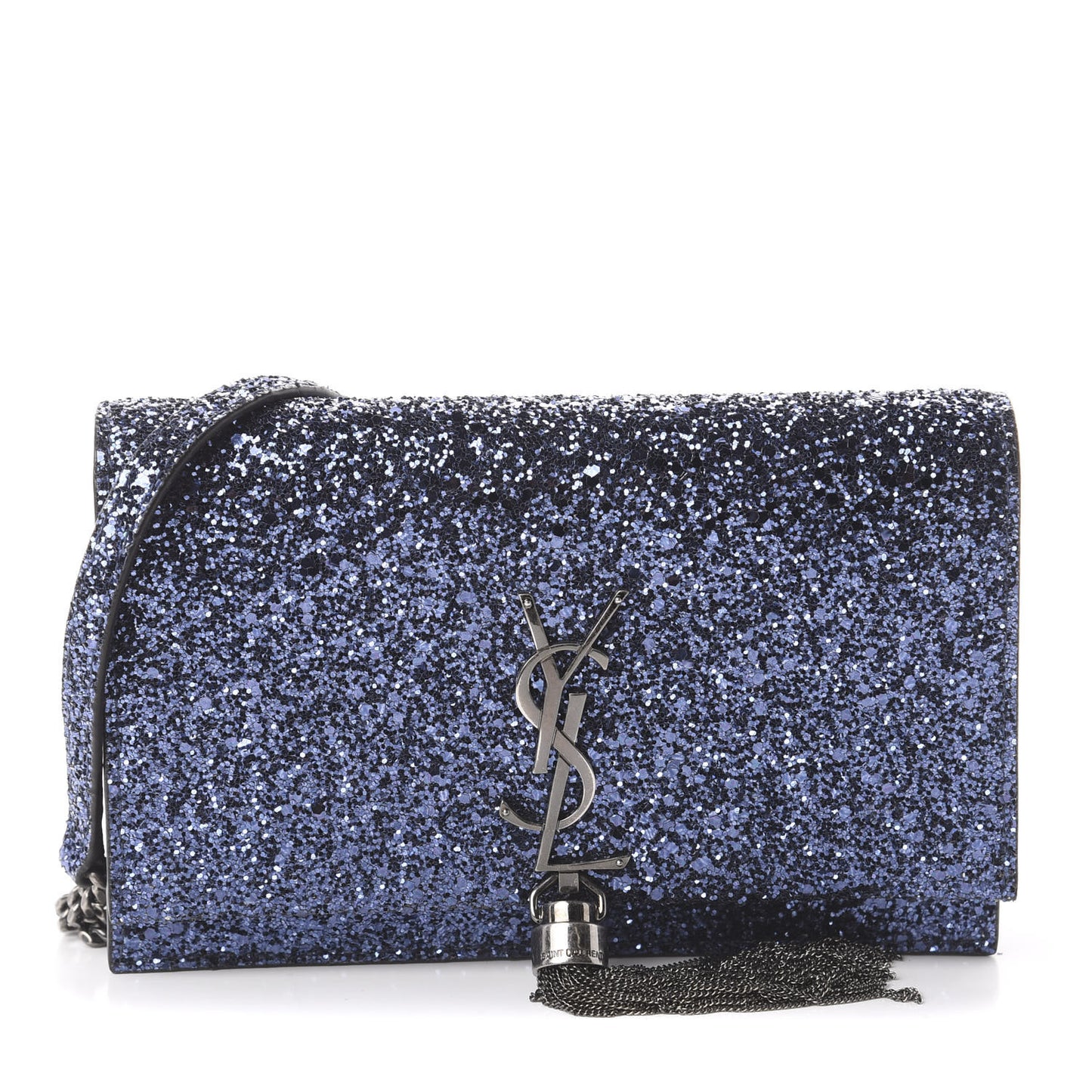 Metallic Glitter Classic Monogram Kate Tassel Chain Wallet North Sea