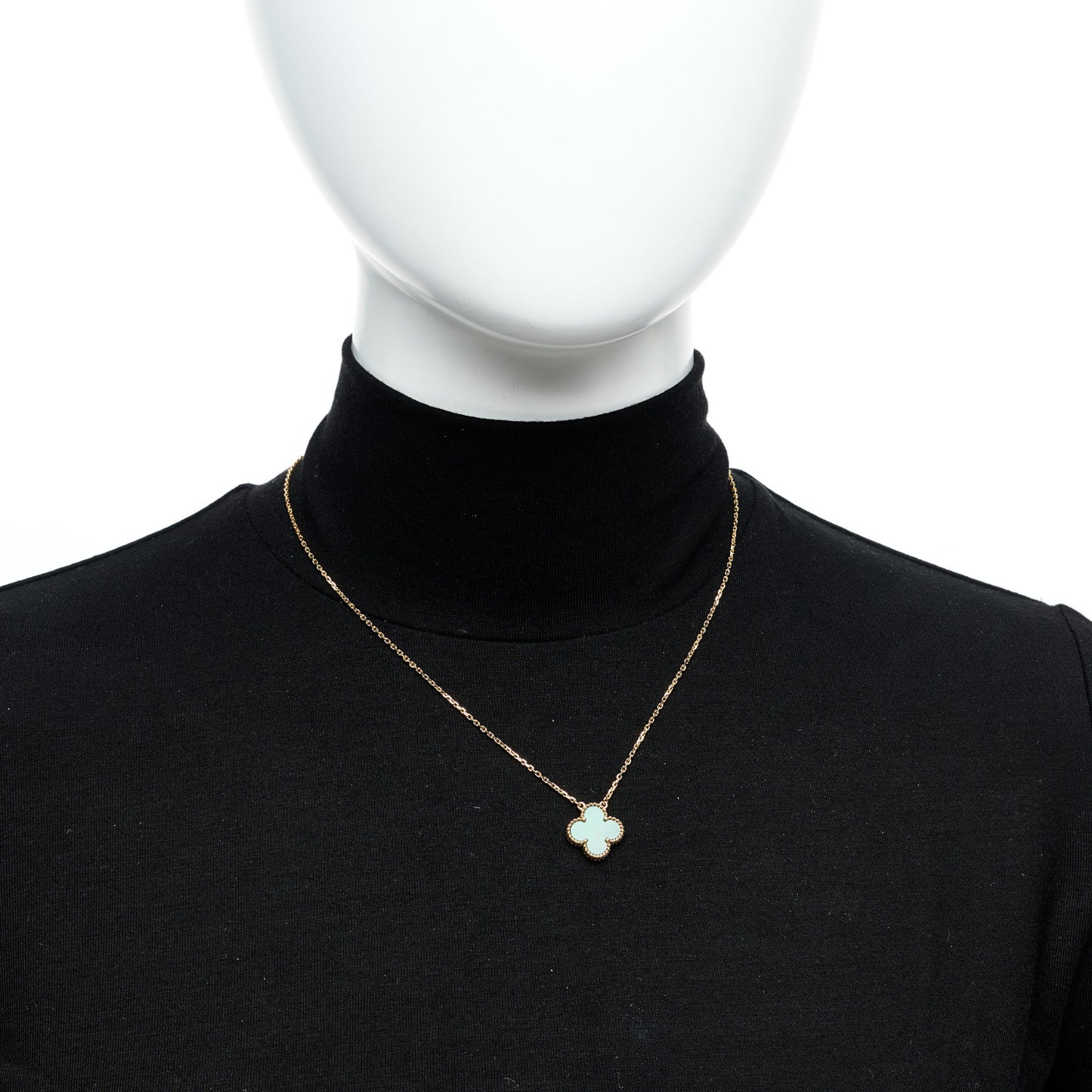 18K Yellow Gold Malachite Vintage Alhambra Pendant Necklace