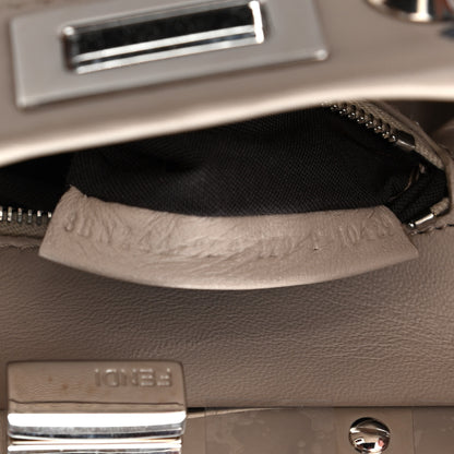Fendi Nappa Embroidered Flower Scalloped Mini Peekaboo Iconic Satchel Grigio Polvere 7 of 12