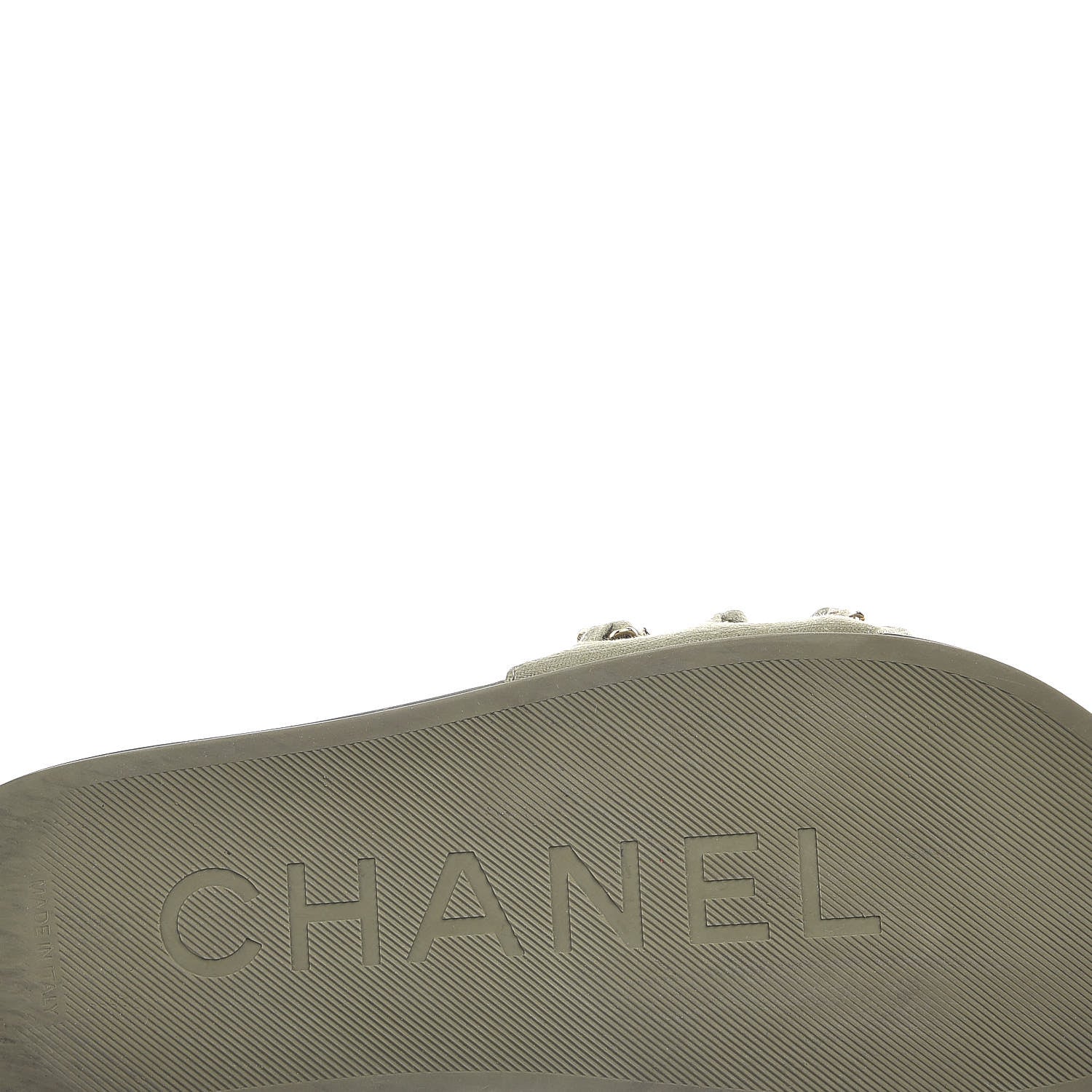 Chanel Canvas Chain Flat Sandals 39 Khaki 8 of 12