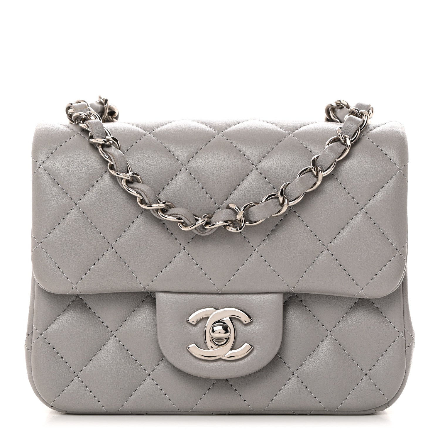 Chanel Lambskin Quilted Mini Square Flap Light Grey 1 of 10
