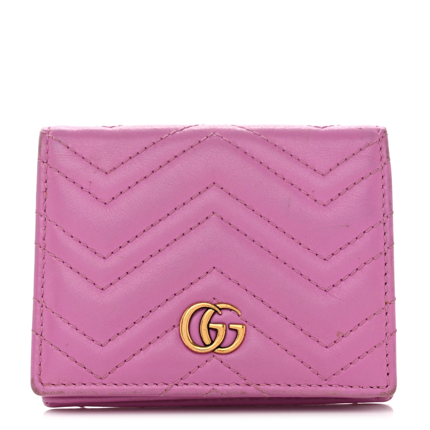 Calfskin Matelasse GG Marmont Card Case Candy Mousse