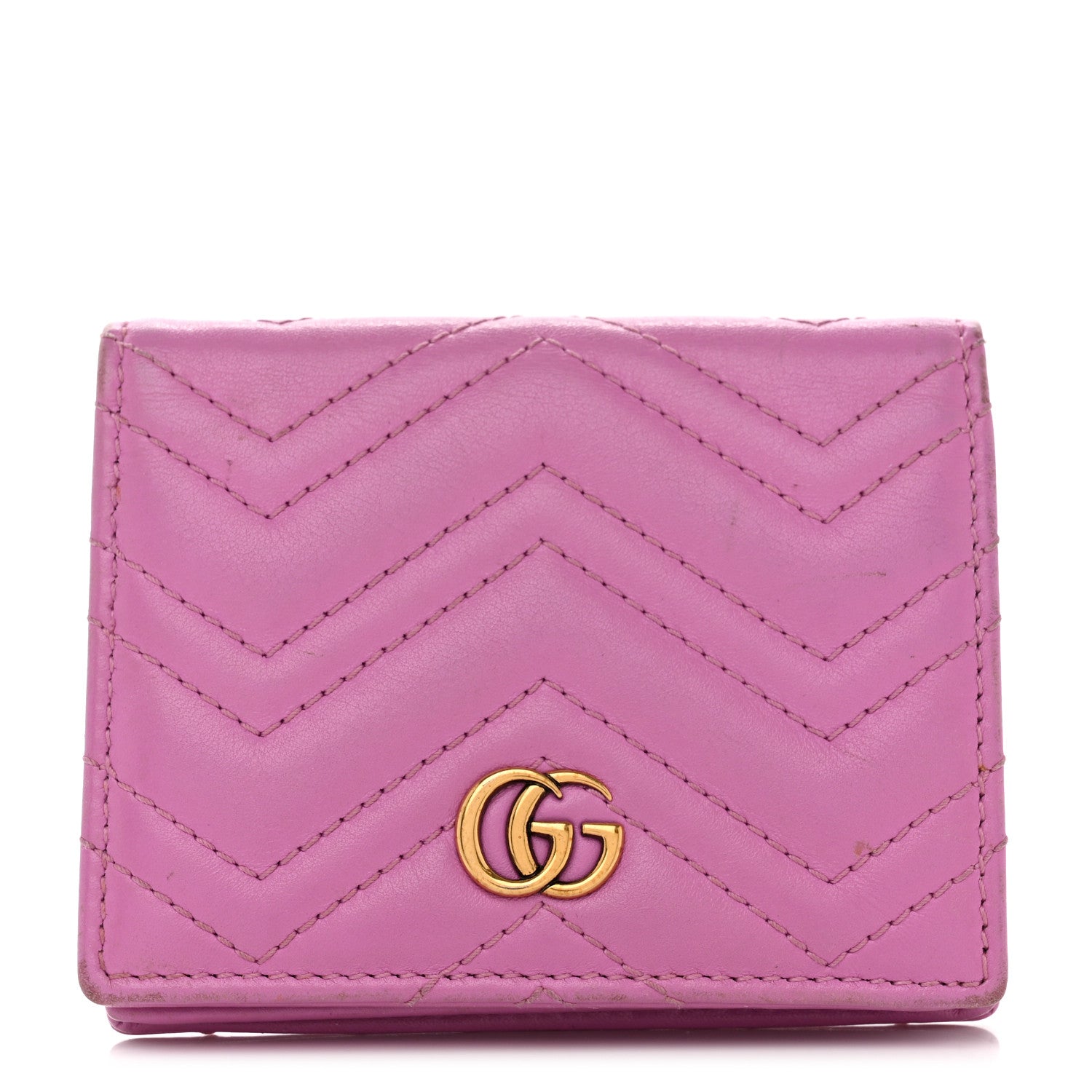 Gucci Calfskin Matelasse GG Marmont Card Case Candy Mousse 1 of 12