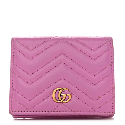 Gucci Calfskin Matelasse GG Marmont Card Case Candy Mousse 1 of 12