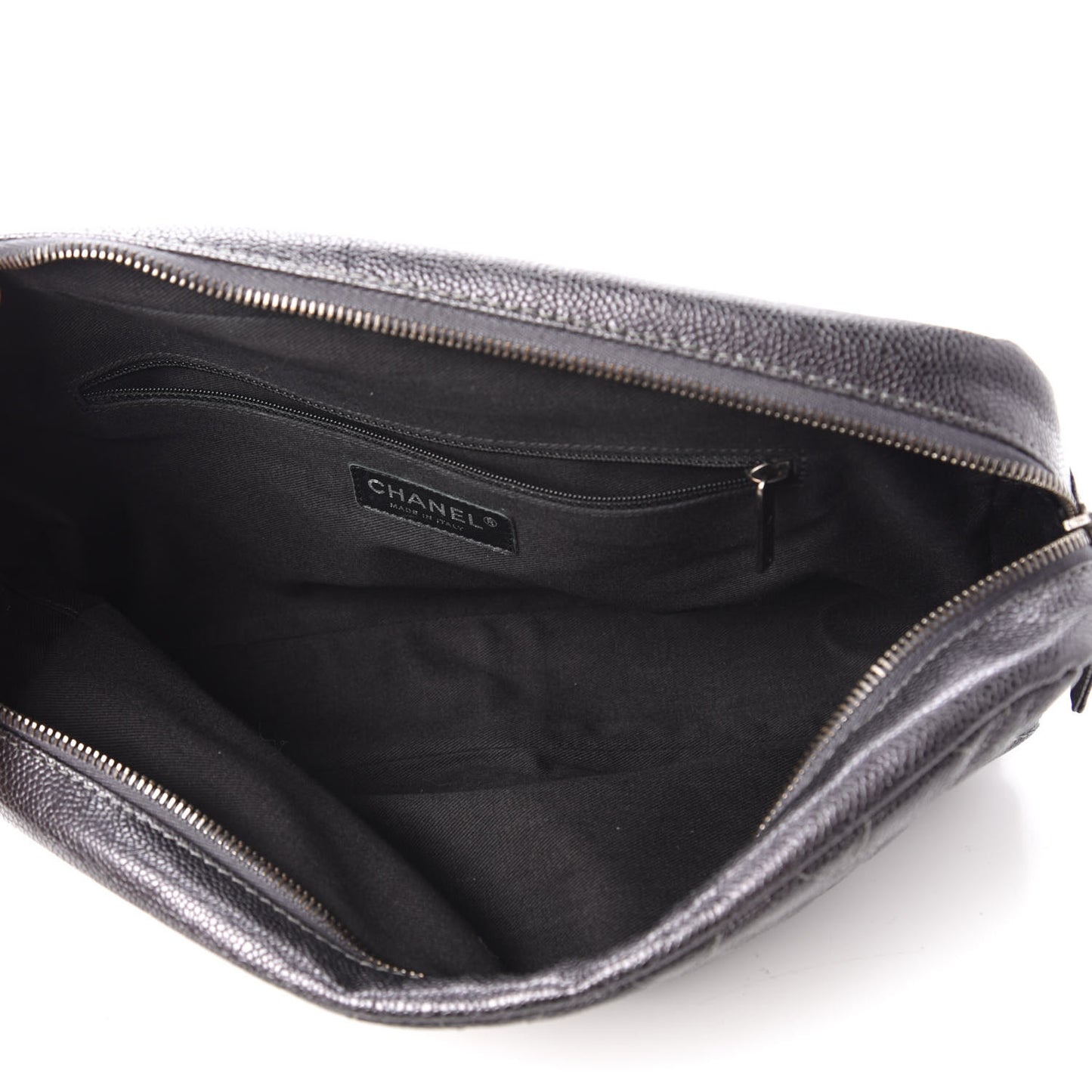 Iridescent Caviar Quilted Large Chic Flap Grey