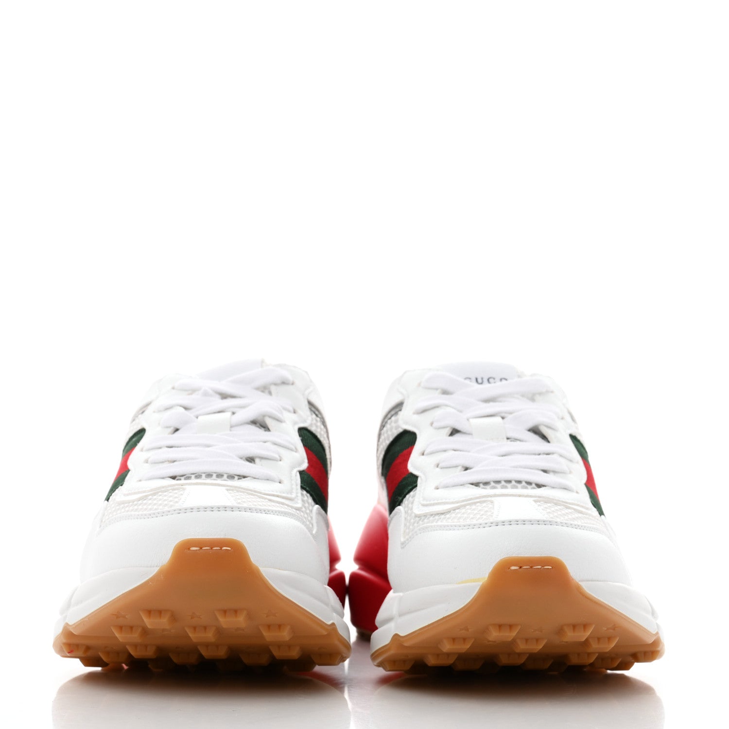 Gucci Lavaredo Eco Fabric Mesh Web Womens Rhyton Reflective Sneakers 35.5 Great White Green Red Silver 2 of 8