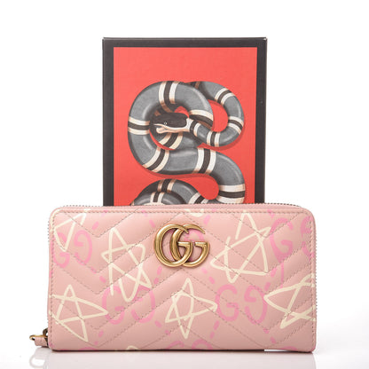 Gucci Calfskin Matelasse GucciGhost GG Marmont Zip Around Wallet Perfect Pink Rosa Ivory 10 of 10