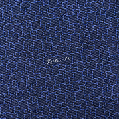 Hermes Silk Wool Cashmere Echarpe Muffler Marine Bleu Marron 4 of 5