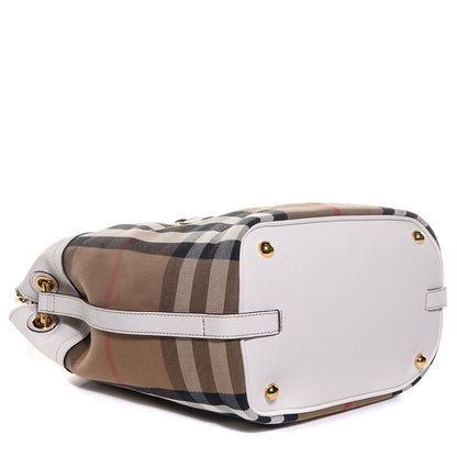 Burberry Grainy Calfskin House Check Buckle Medium Sycamore Hobo White 4 of 11