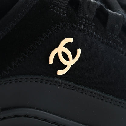 Chanel Velvet Calfskin Mixed Fibers CC Sneakers 38 Black 7 of 10
