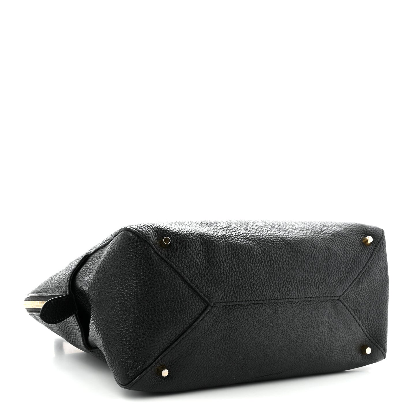 London Grainy Calfskin Greenwood Bowling Bag Black