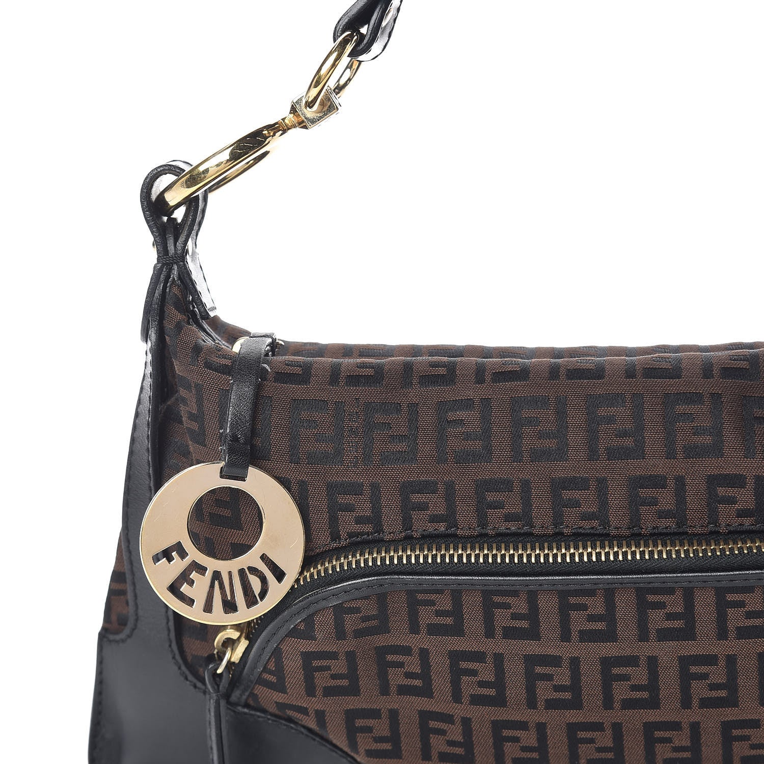 Fendi Zucchino Cuoio Small Chef Pocket Shoulder Bag Black Moro 12 of 12