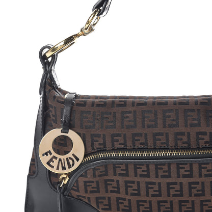 Fendi Zucchino Cuoio Small Chef Pocket Shoulder Bag Black Moro 12 of 12