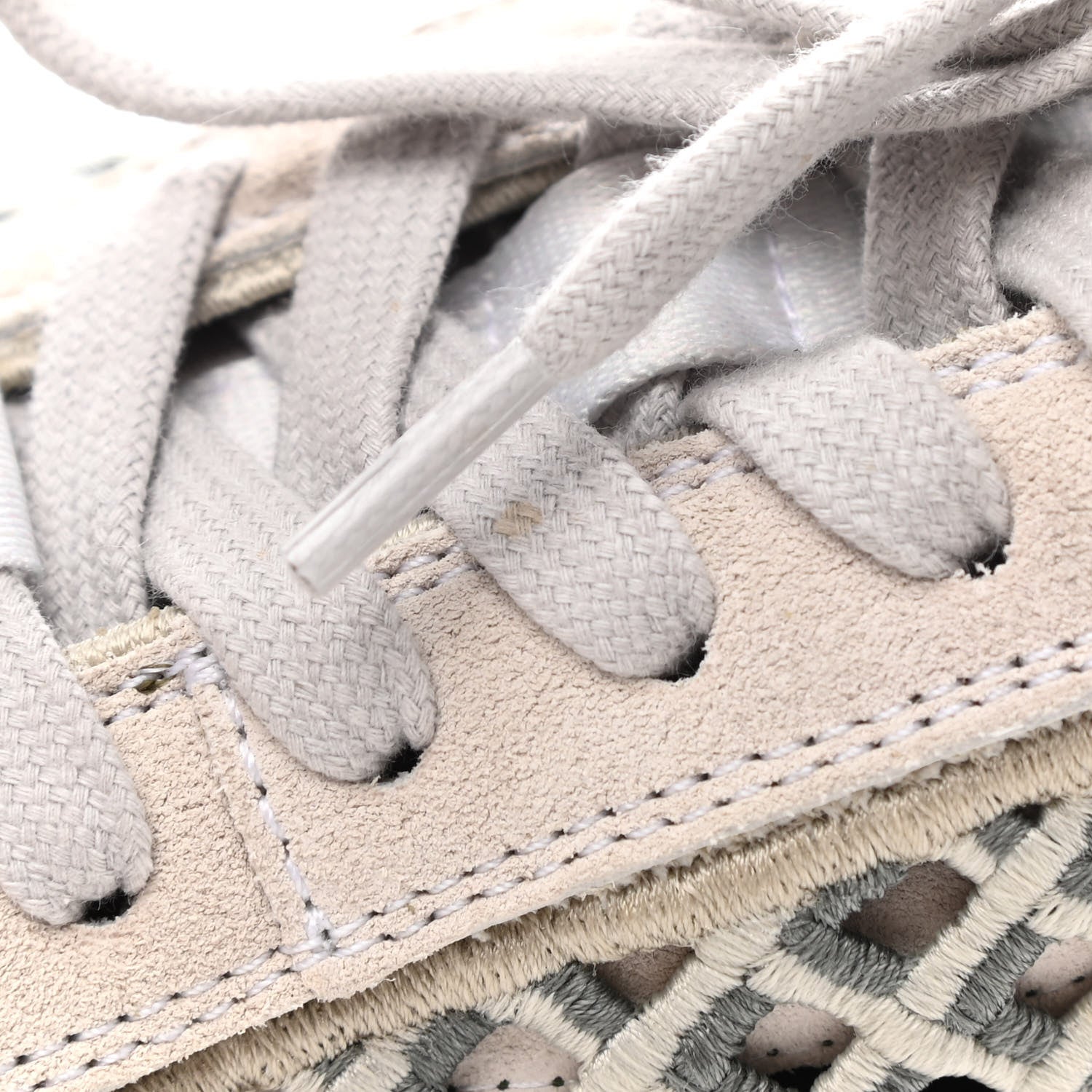 Chanel Suede Calfskin Embroidered CC Sneakers 38 Ecru Light Gray 8 of 12