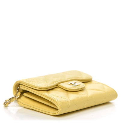 Chanel Caviar Quilted Flap Card Holder On Chain Yellow 4 of 9