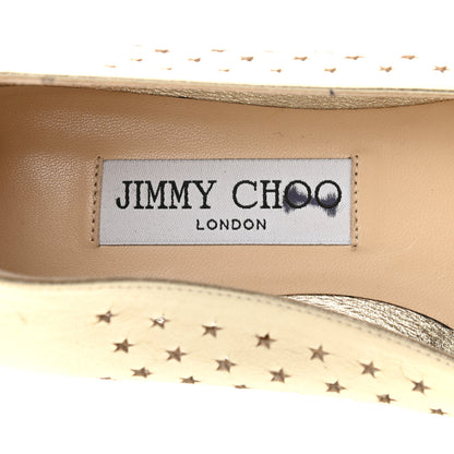 Jimmy Choo Metallic Nappa Perforated Star Modell Flats 37 Champagne 6 of 15