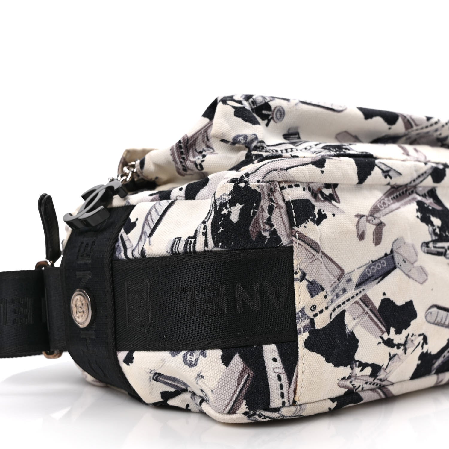 Chanel Canvas Coco Airline Messenger Bag Black White 9 of 10