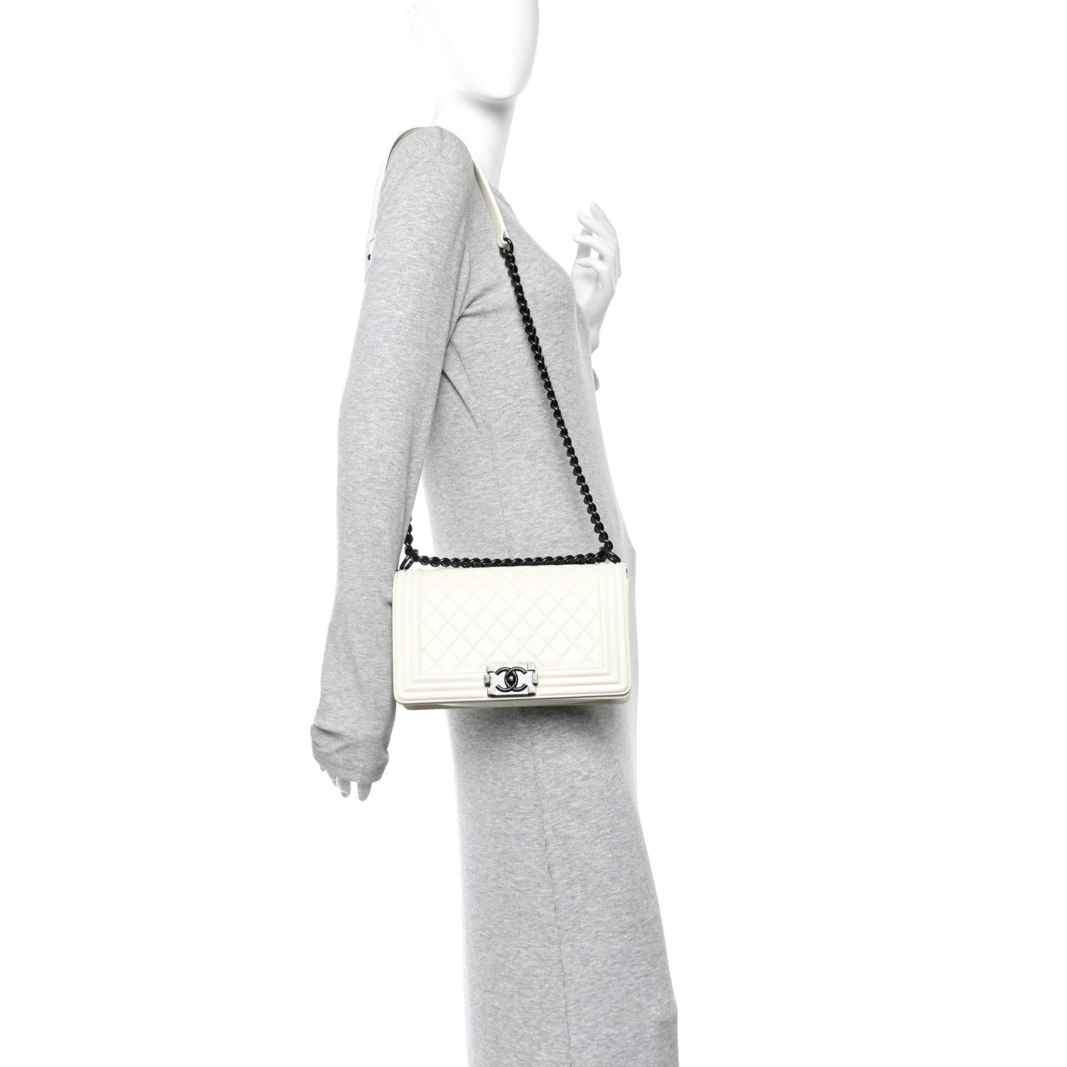 Chanel Calfskin Quilted Medium Boy Flap White 2 of 11