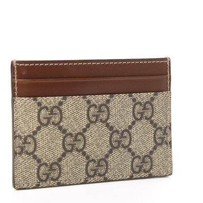 Gucci GG Supreme Monogram Calfskin Card Holder Beige Ebony Cuir 2 of 6