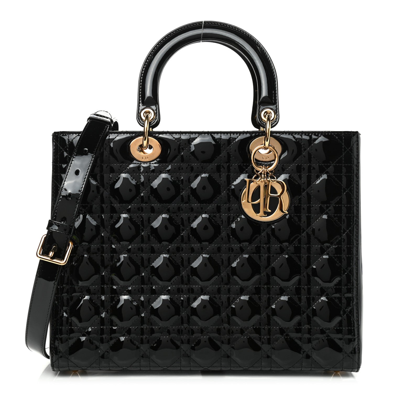 Christian Dior Patent Cannage Large Lady Dior Black 1 of 9