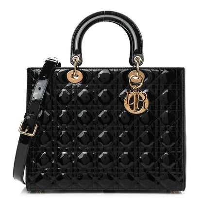 Christian Dior Patent Cannage Large Lady Dior Black 1 of 9
