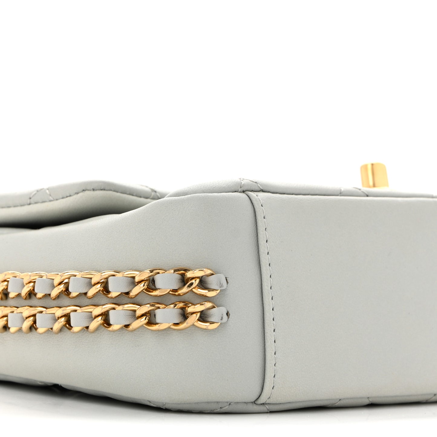 Lambskin Quilted Mini CC You Flap Light Grey