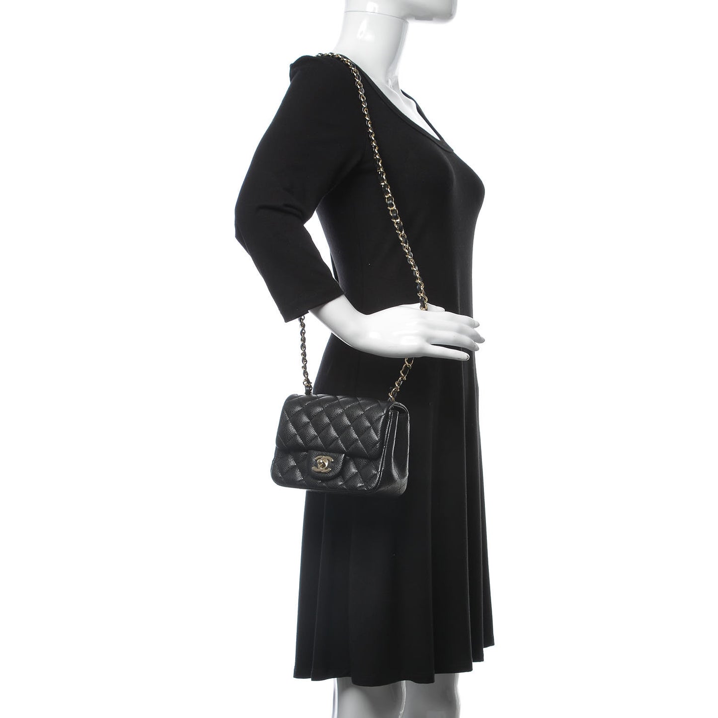 Caviar Quilted Mini Square Flap Black