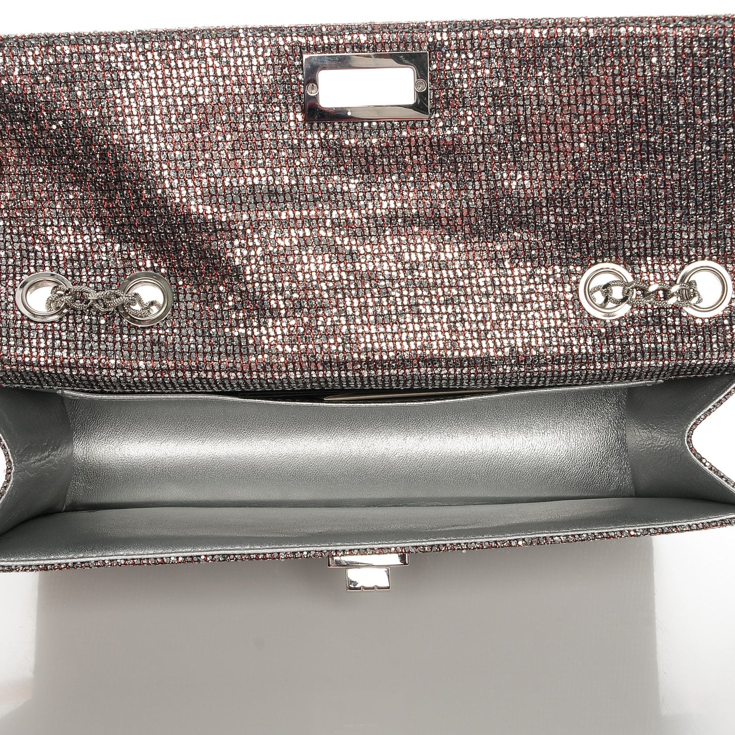 Crystal Quilted Mademoiselle Reissue 2.55 Flap Silver