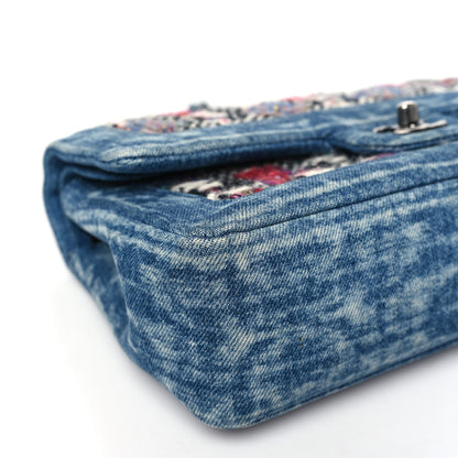 Chanel Denim Tweed Quilted Medium Double Flap Blue 8 of 9