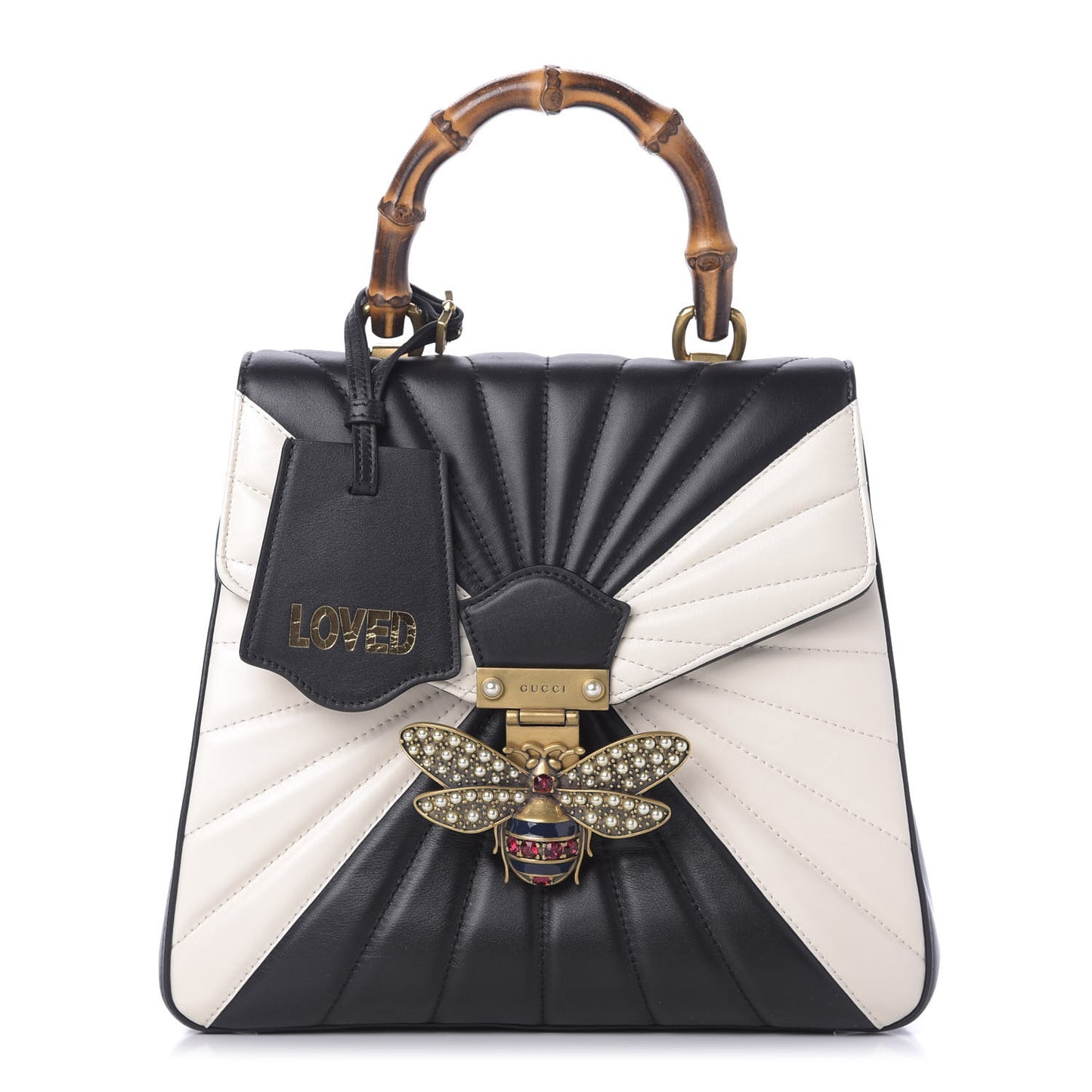 Calfskin Bamboo Trapuntata Queen Margaret Backpack Mystic White Black