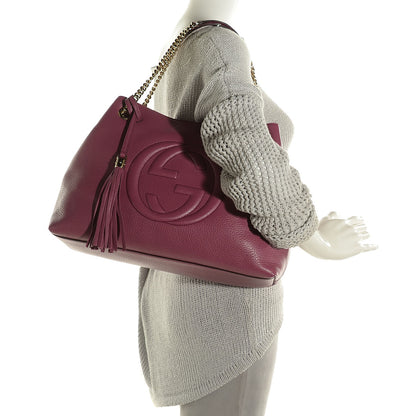 Gucci Pebbled Calfskin Medium Soho Chain Shoulder Bag Peonia Flower 2 of 7